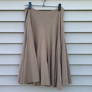 Garnet Hill taupe jersey midi circle skirt